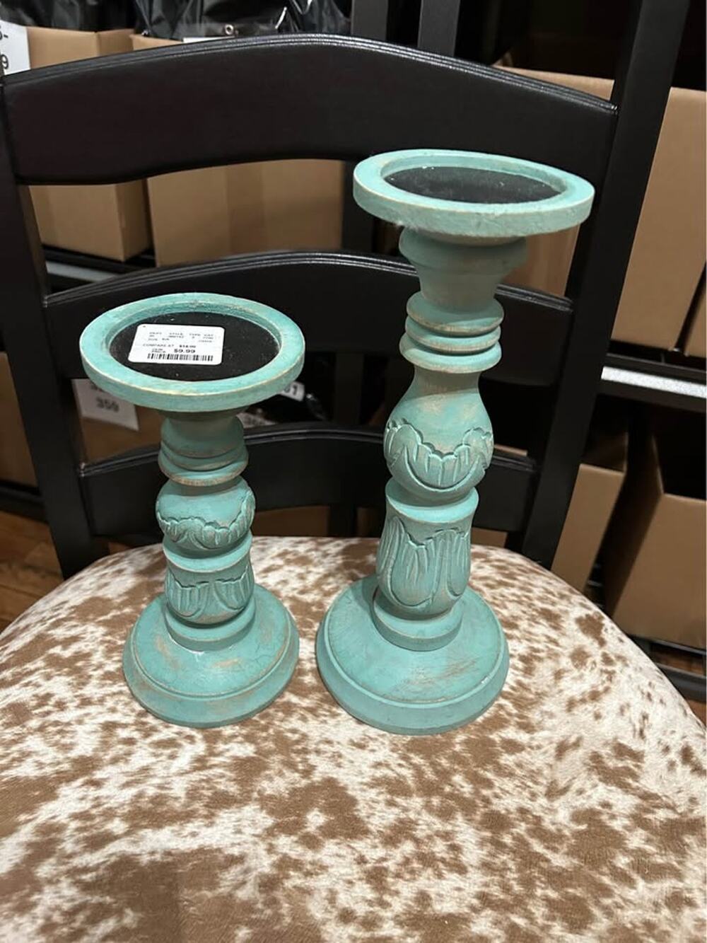 HomeGoods Set of 2 candle holders Aqua Blue